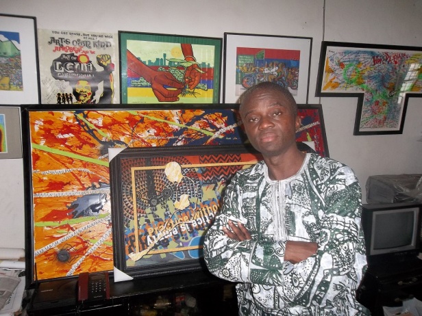 Lemi Ghariokwu in his studio in Lagos